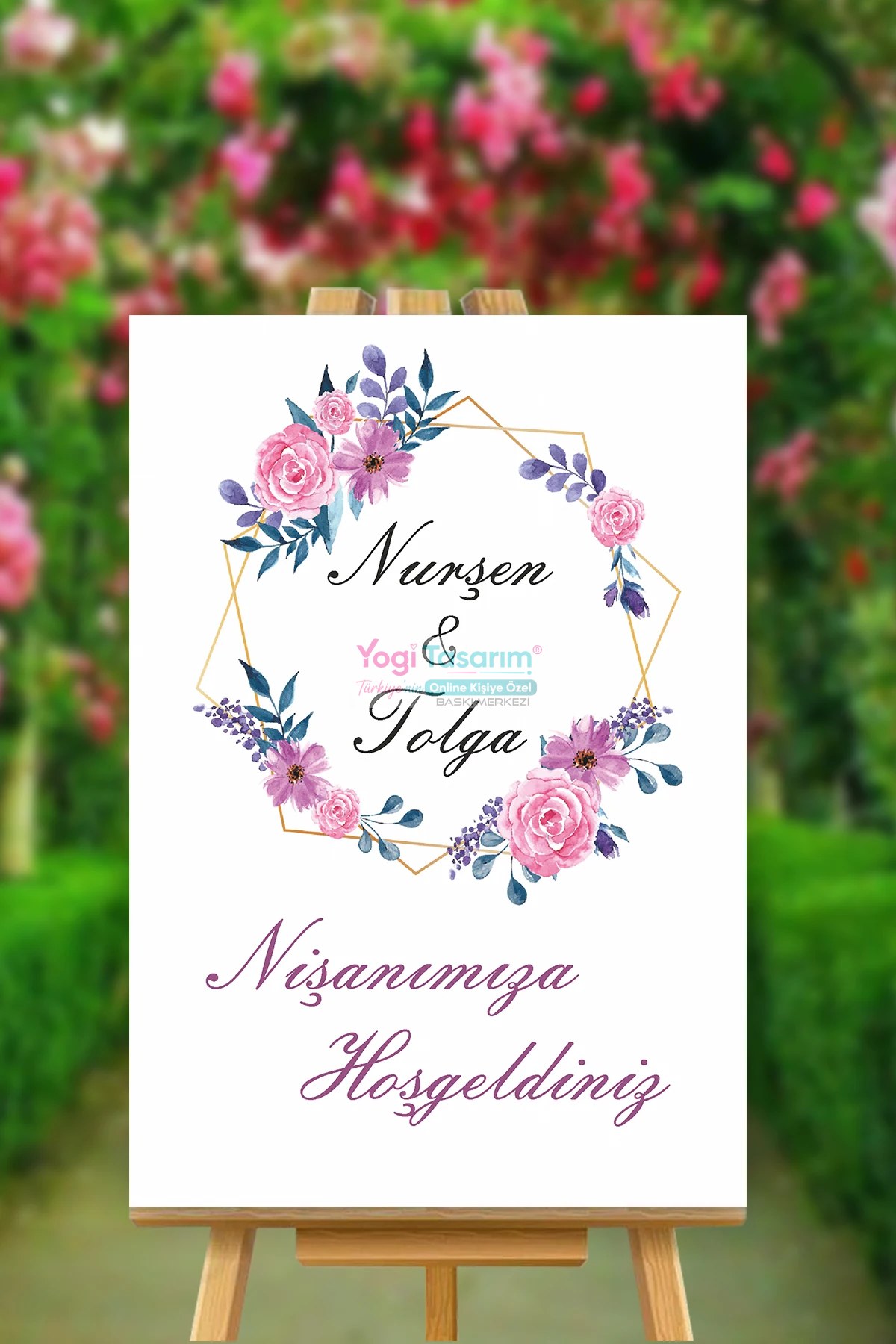 Nişanımıza Hoşgeldiniz Temalı çicekli karşılama panosu